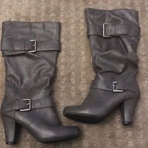 Target brand grey heeled boots